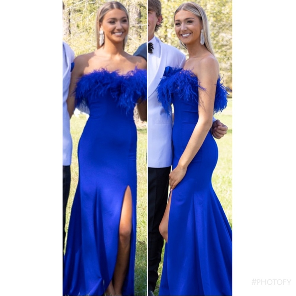 Formal Prom Pageant Feather Dress